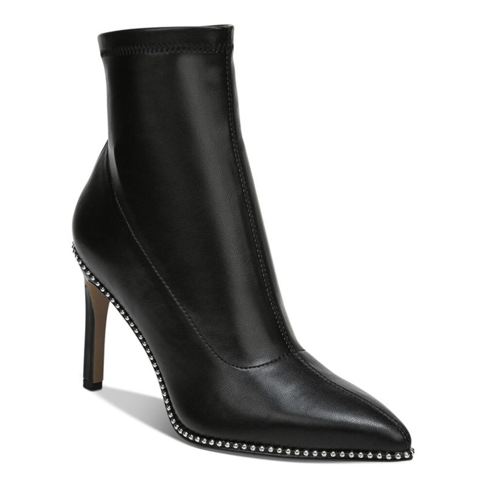 BAR III Womens Black Stretch Beaded Melanay Pointed Toe Stiletto Booties 9.5 M